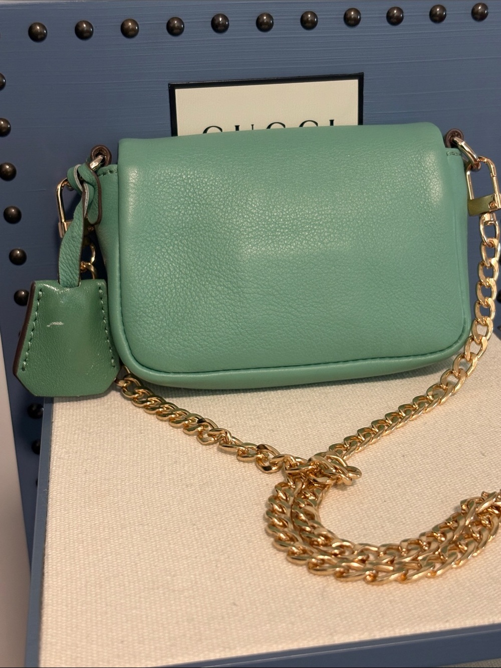 Anya Hindmarch Mini Green Purse With Chain Strap - Picture 7 of 9
